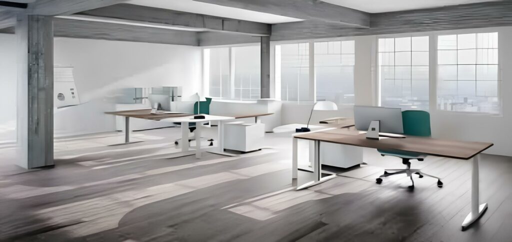 Colombini Uffici modello Teko sedie verdi scrivania in legno